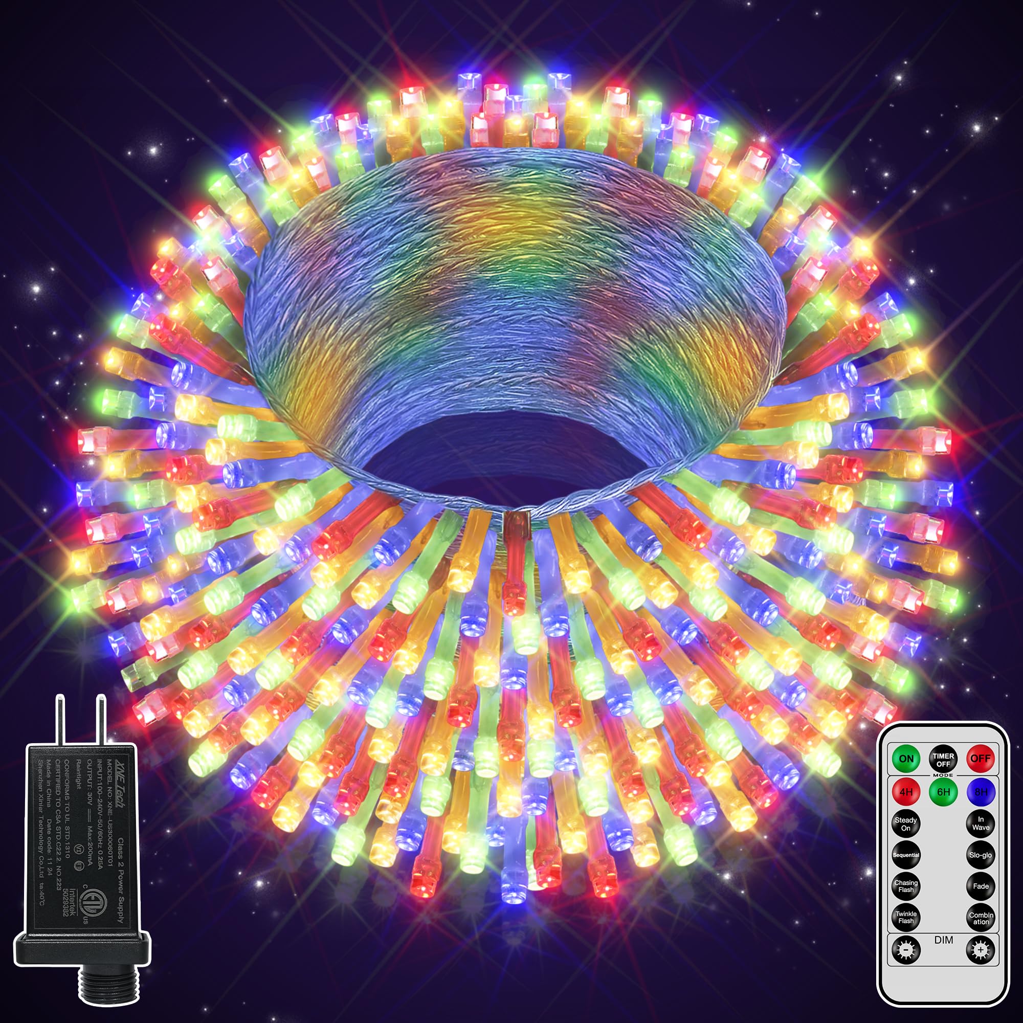 328FT 1000 LED Christmas Lights Outdoor Waterproof, Timer & Memory Function, 8 Modes Warm White String Lights Plug in Twinkle Lights for Xmas Tree Holiday Garden Party Decor